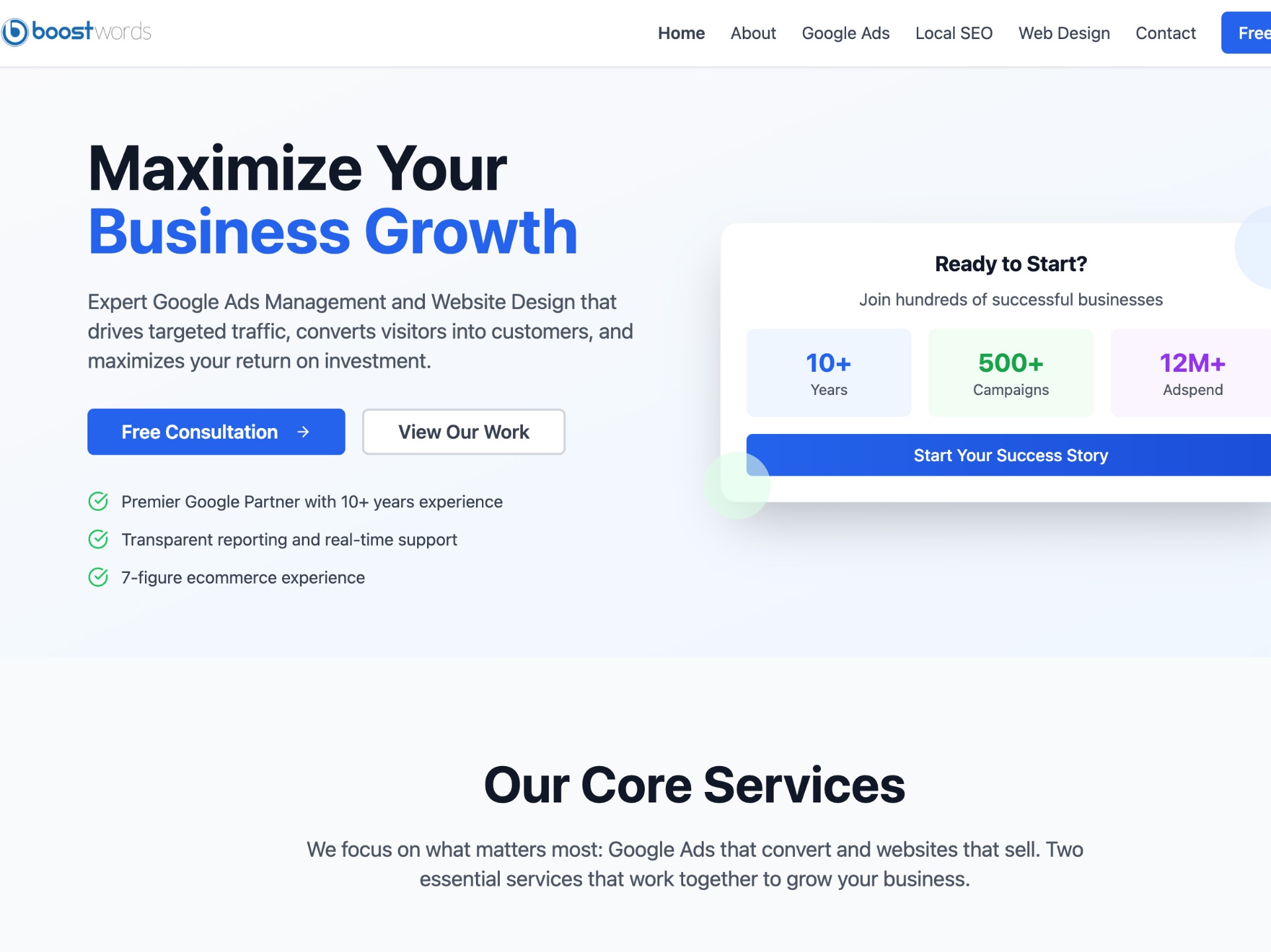 Boost Local (This Site) website screenshot